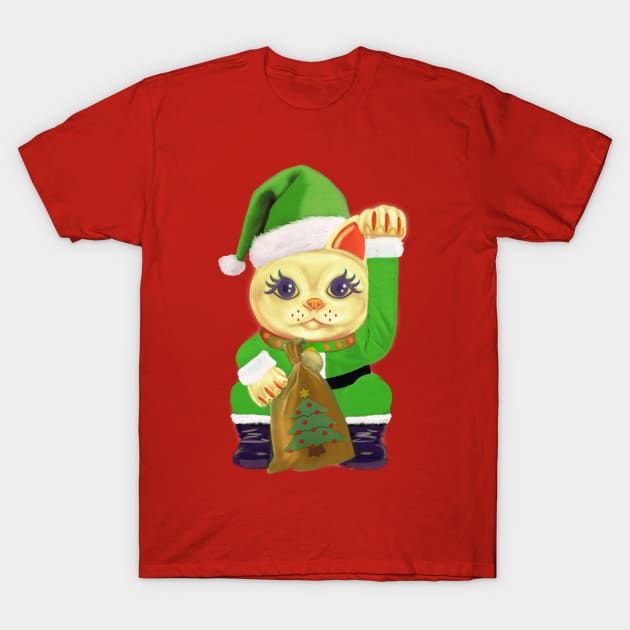 Maneki Neko Good Luck Christmas Outfit Gift 2020 T-Shirt T-Shirt by miskel